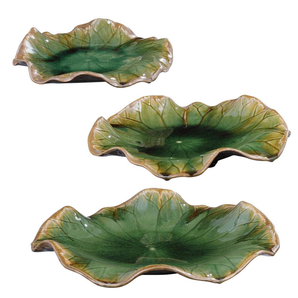 Abella Ceramic Outdoor Wall Decor, Green, S/3 - Uttermost - Wall Decor by Modest Hut