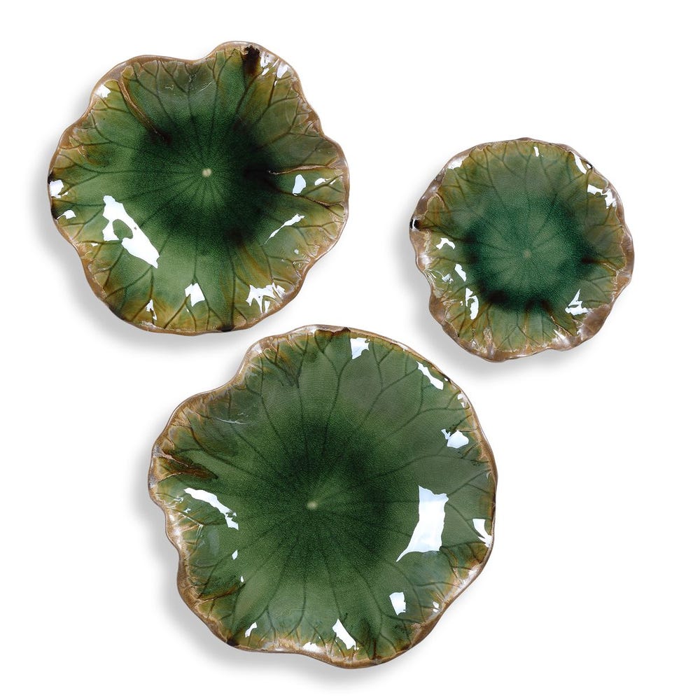 Abella Ceramic Outdoor Wall Decor, Green, S/3 - Uttermost - Wall Decor by Modest Hut