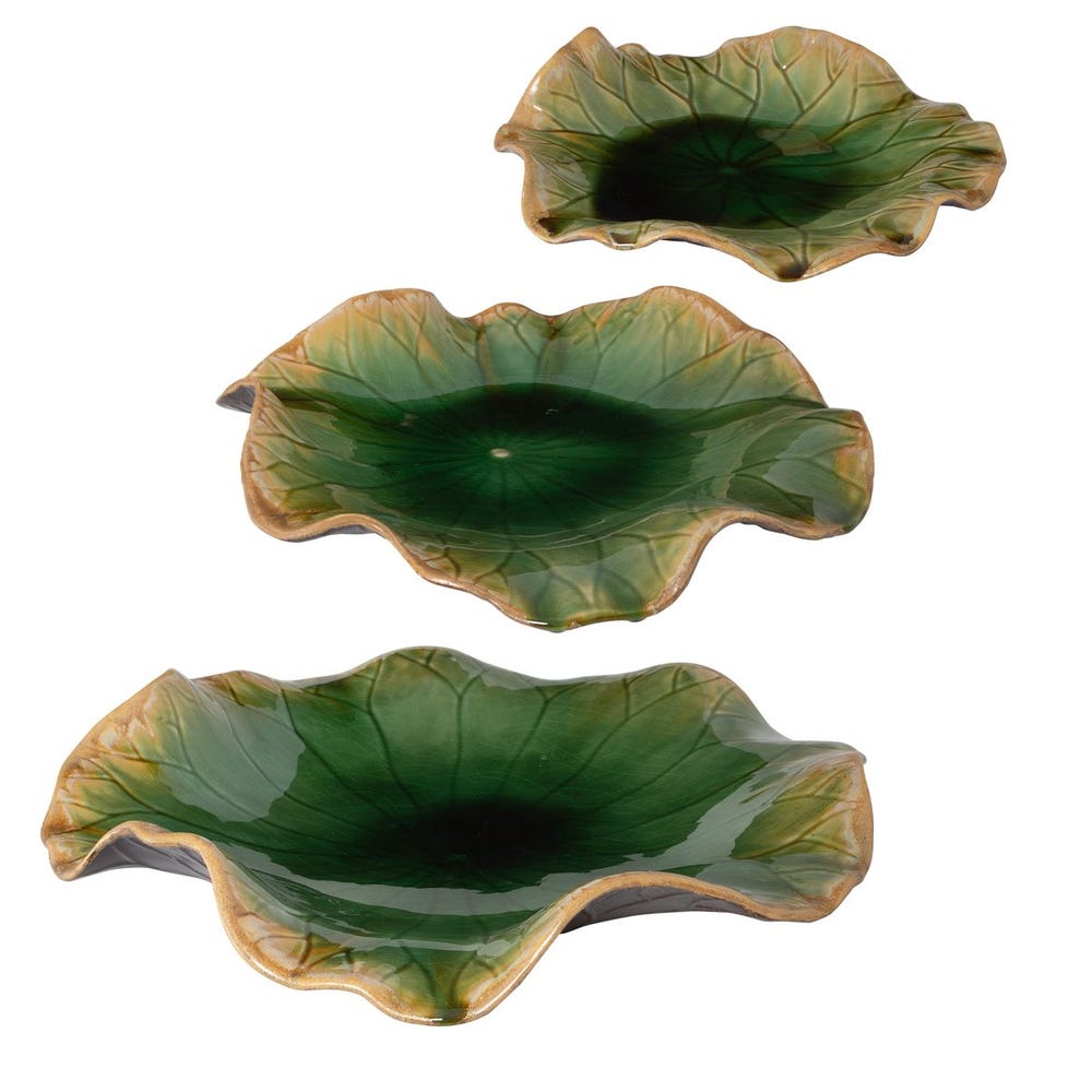 Abella Ceramic Outdoor Wall Decor, Green, S/3 - Uttermost - Wall Decor by Modest Hut