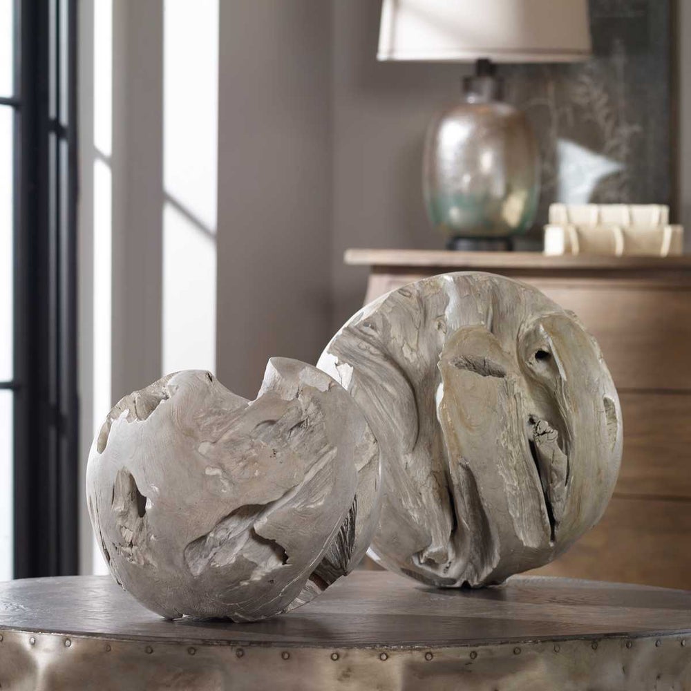 Ermanno Teak Outdoor Balls, S/2 - Uttermost - Wall Decor by Modest Hut
