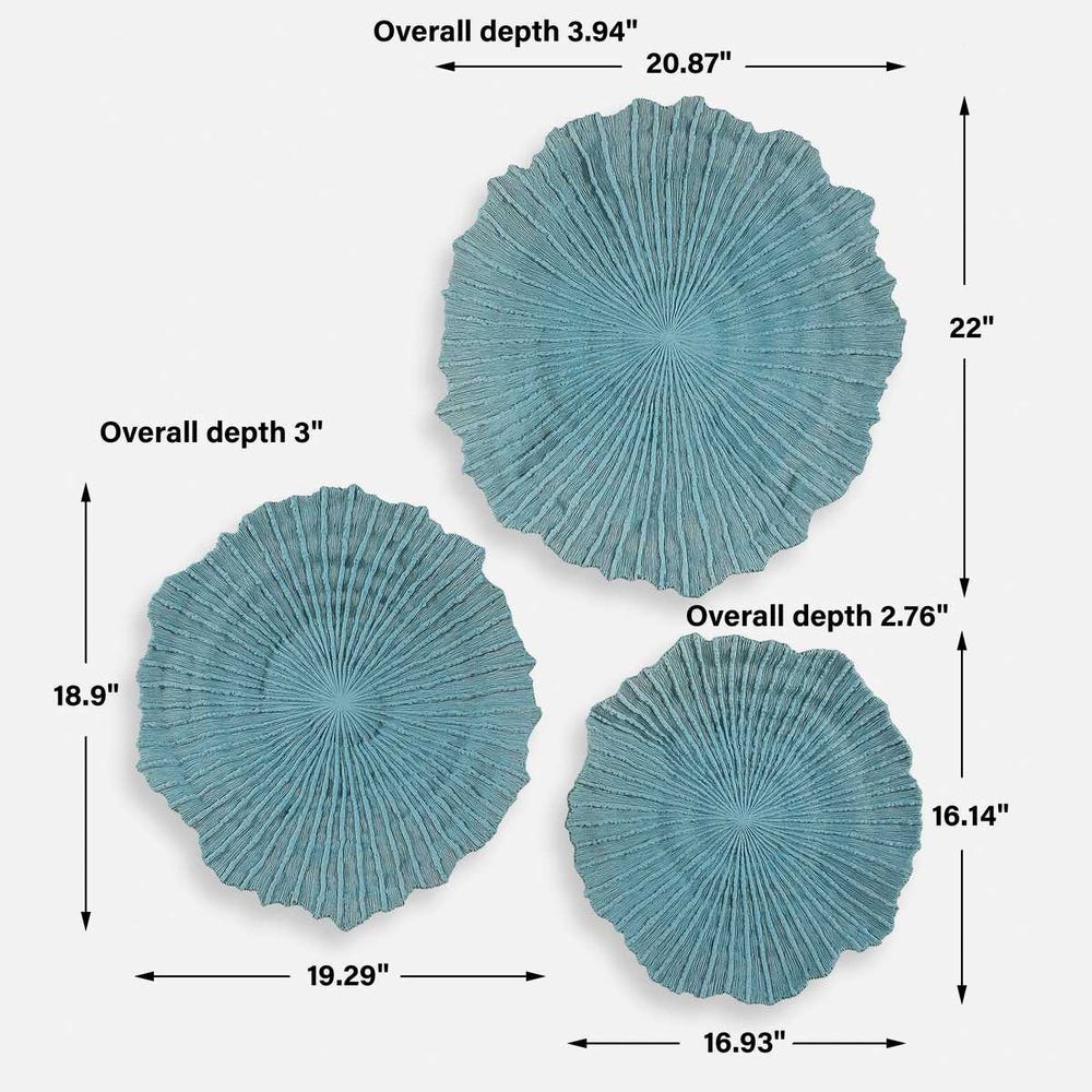 Ocean Gems Wall Decor, Blue, S/3 - Uttermost - Wall Decor by Modest Hut