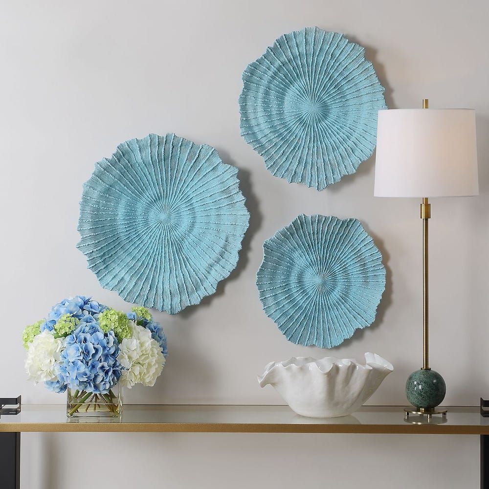 Ocean Gems Wall Decor, Blue, S/3 - Uttermost - Wall Decor by Modest Hut