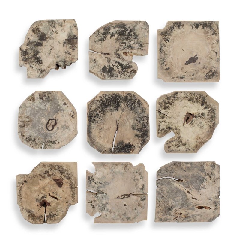 Bahati Wood Bleached Wall Decor Set/9 - Wall Decor
