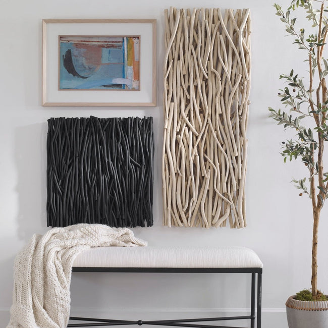 Gathered Teak Square Black Wood Wall Decor - Uttermost - Wood Wall Decor by Modest Hut