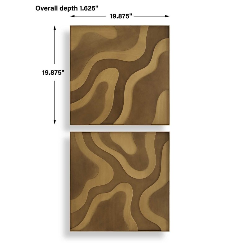 Golden Terrain Wooden Wall Decor Set 2 by Uttermost dimensions diagram