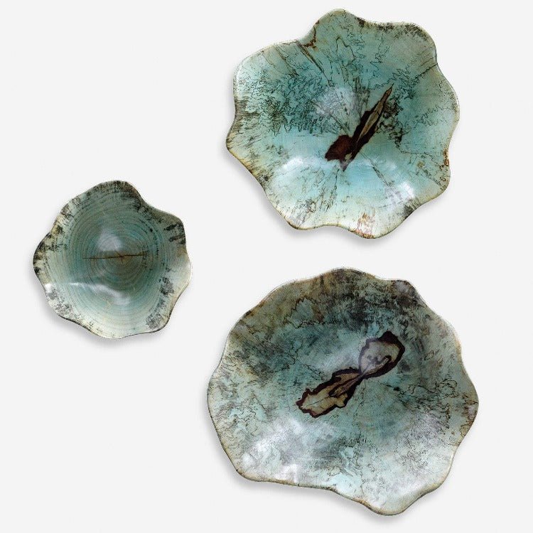 Top view of Uttermost Teo spalted tamarind wood wall decor set