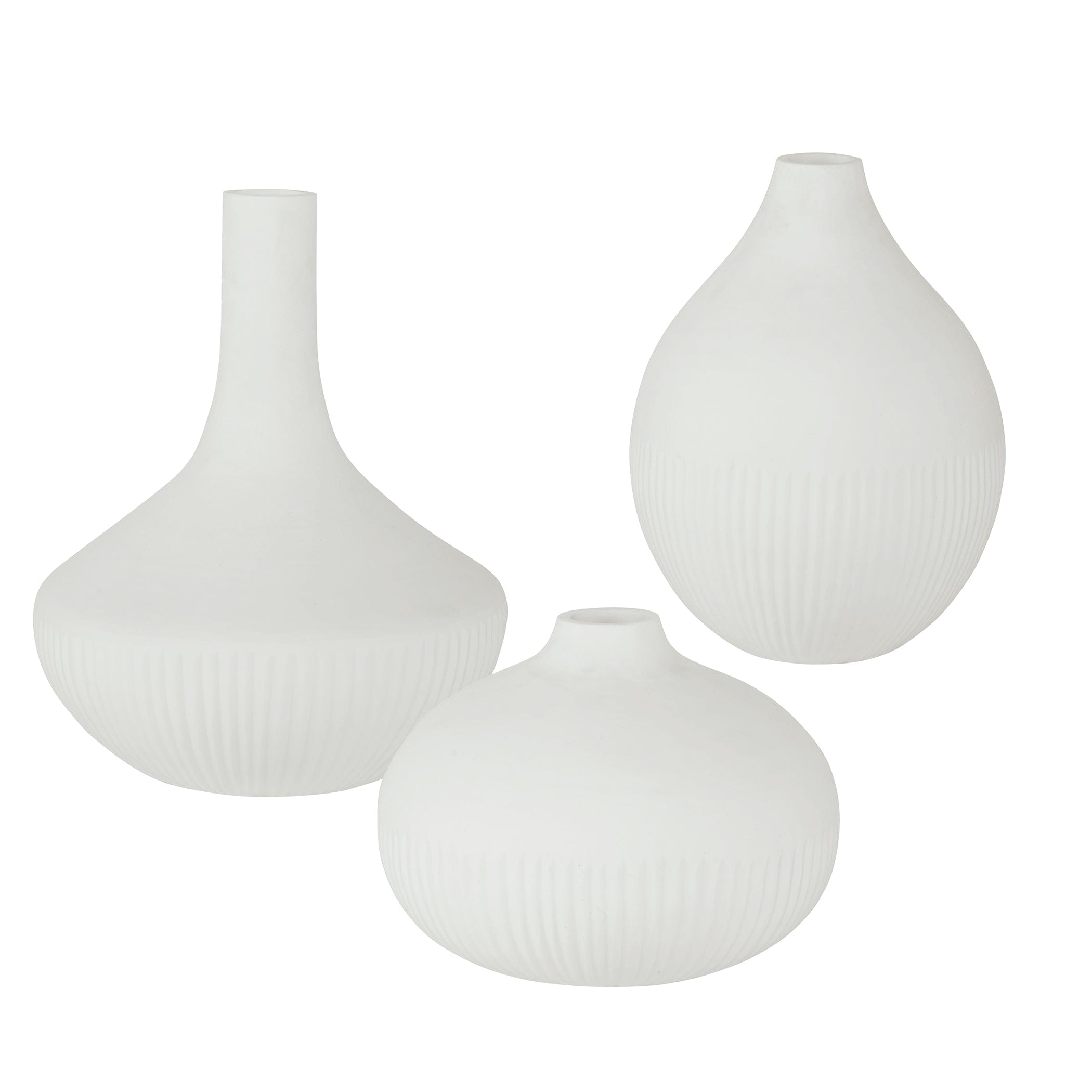 Apothecary Satin White Vases, Set/3 Uttermost