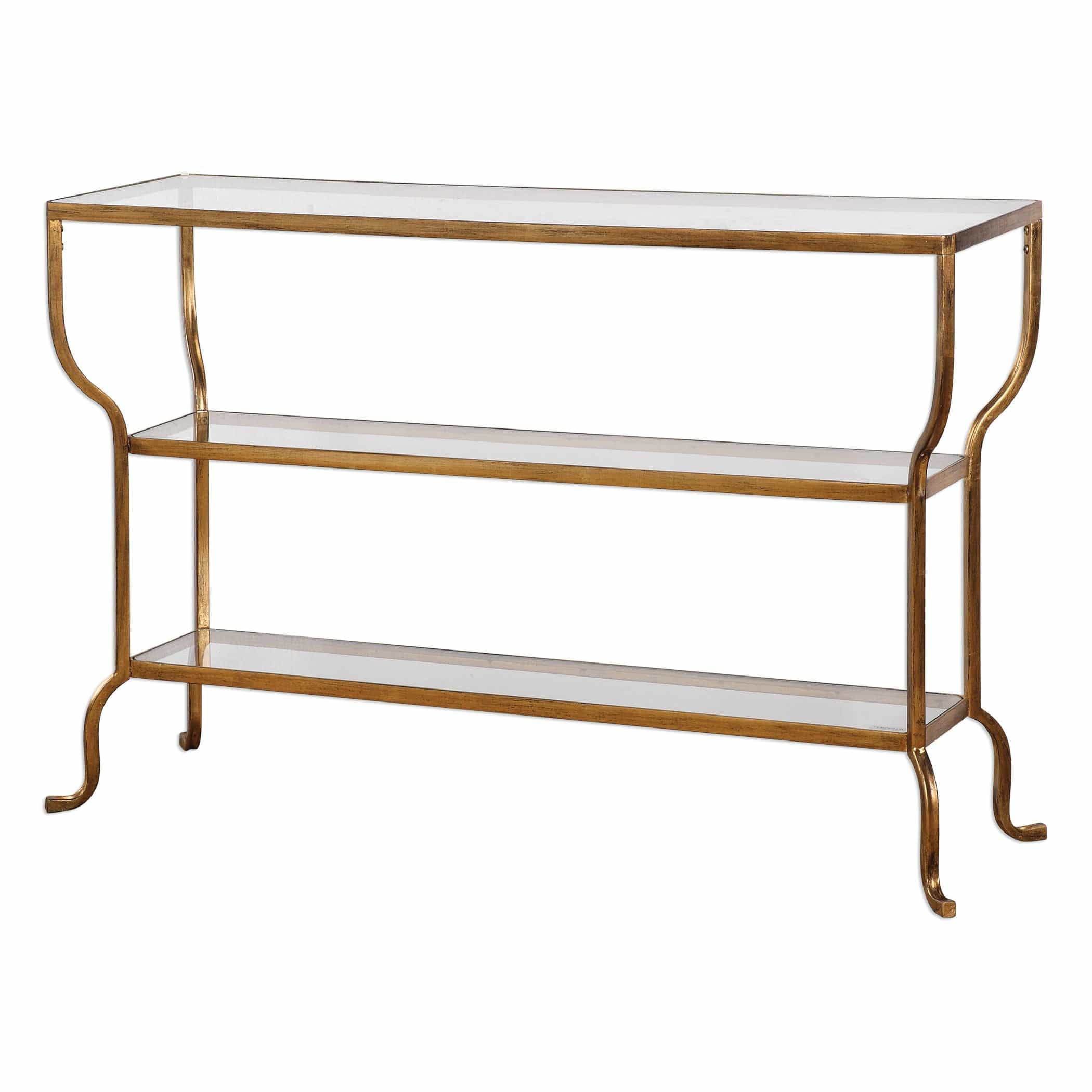 Deline Curved Gold Console Table Uttermost