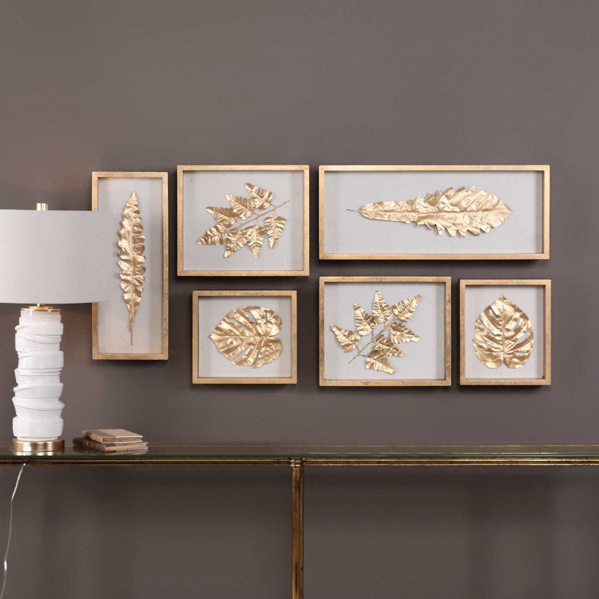 Golden Leaves Shadow Boxes, S/6 Uttermost