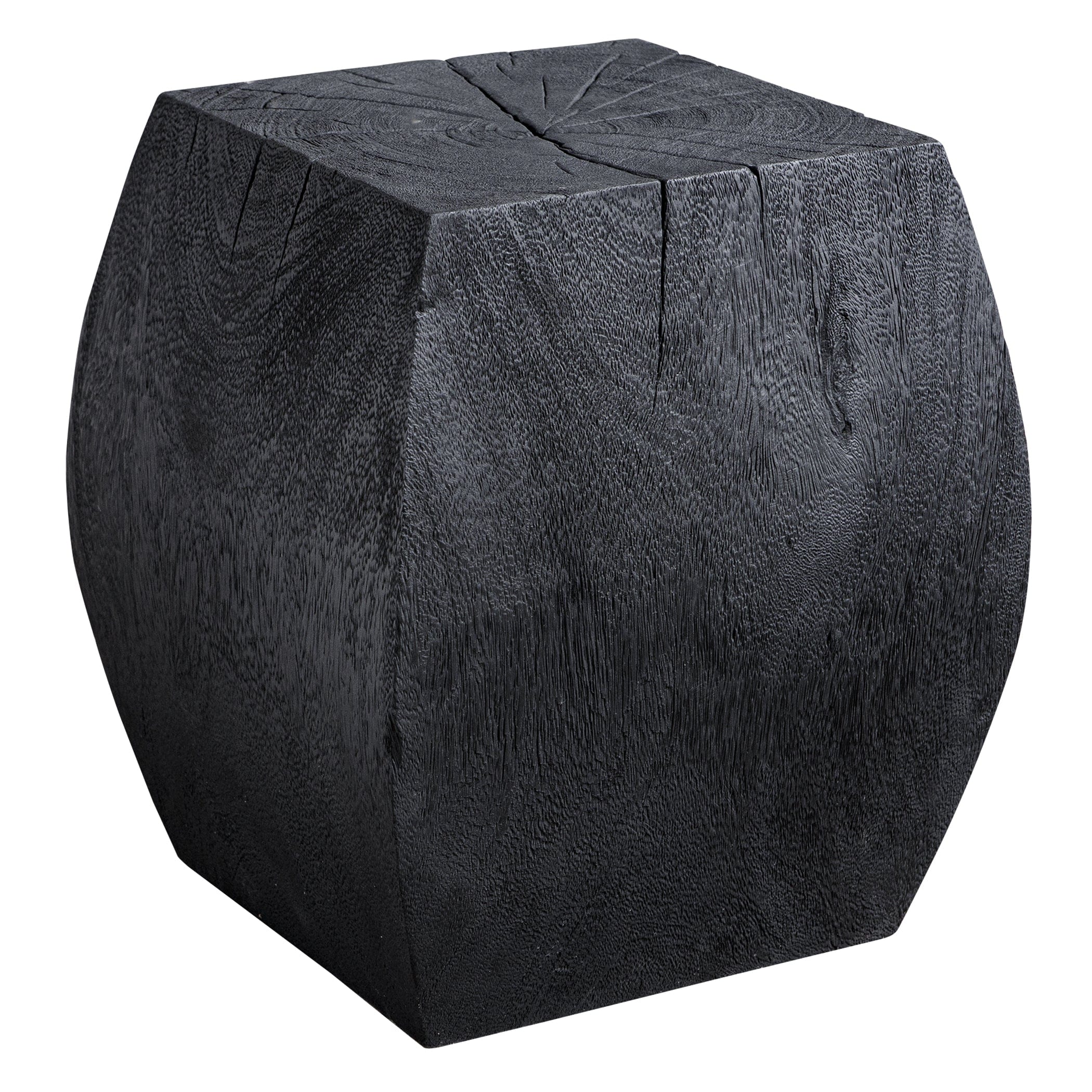 Grove Black Wooden Accent Stool Uttermost