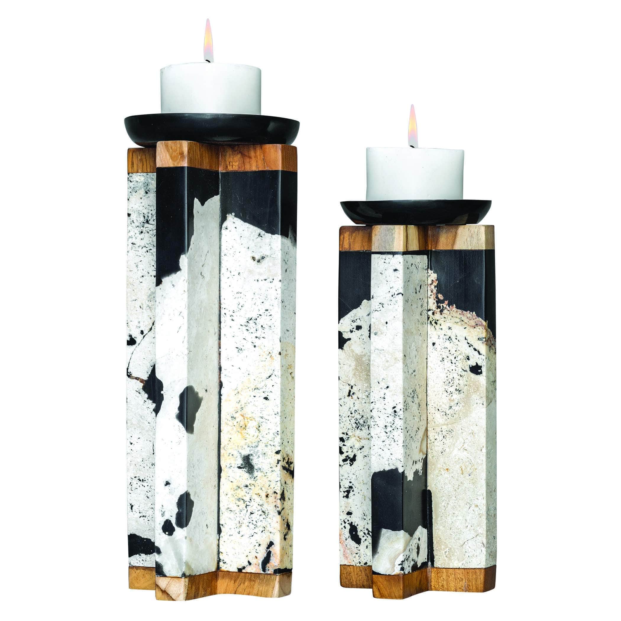 Coral Stone Illini Candleholders Uttermost