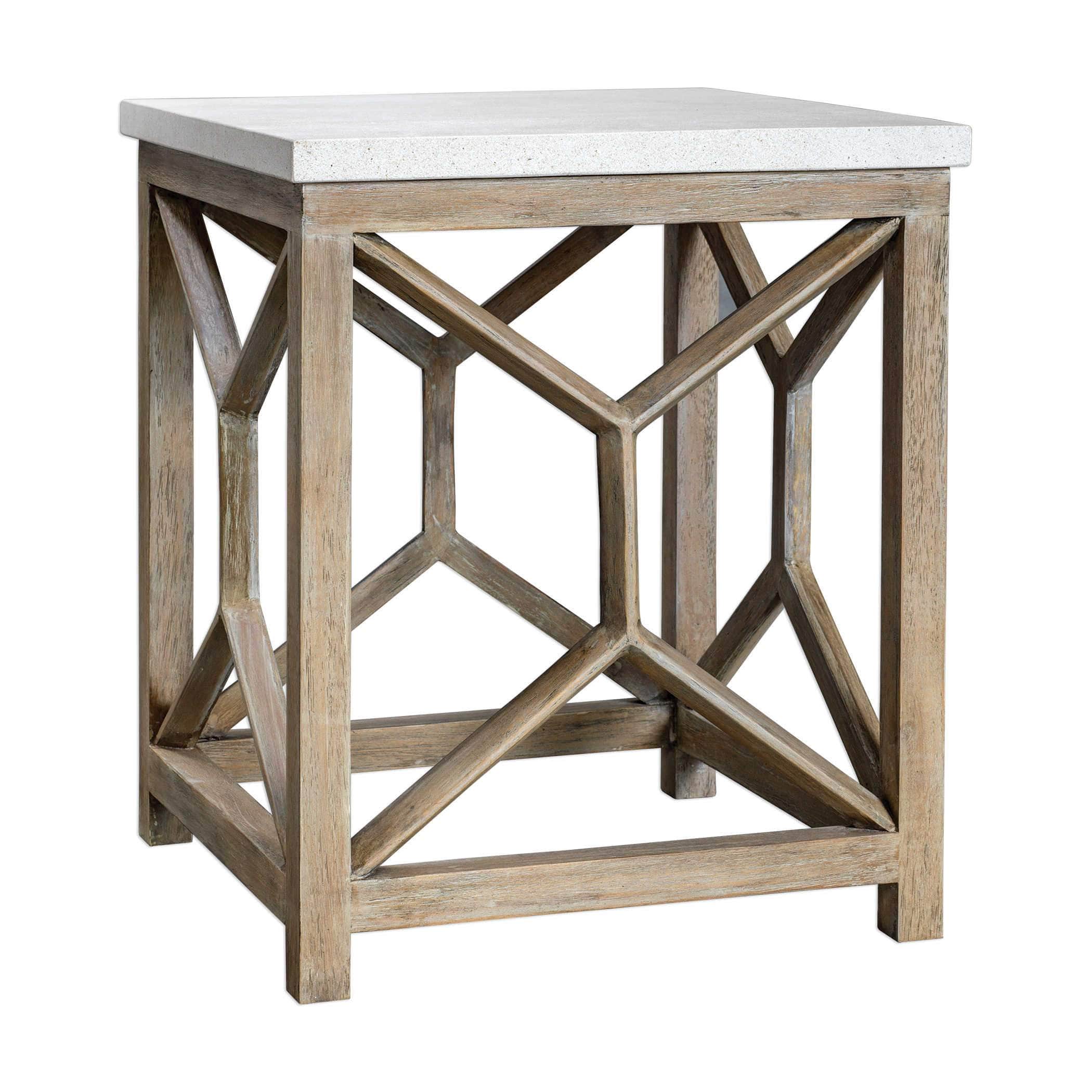 Catali Ivory Stone End Table Uttermost