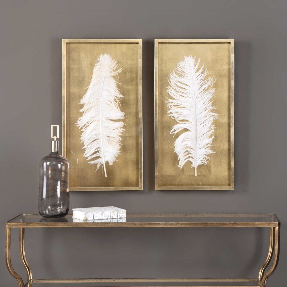 White Feathers Shadow Boxes, S/2 Uttermost