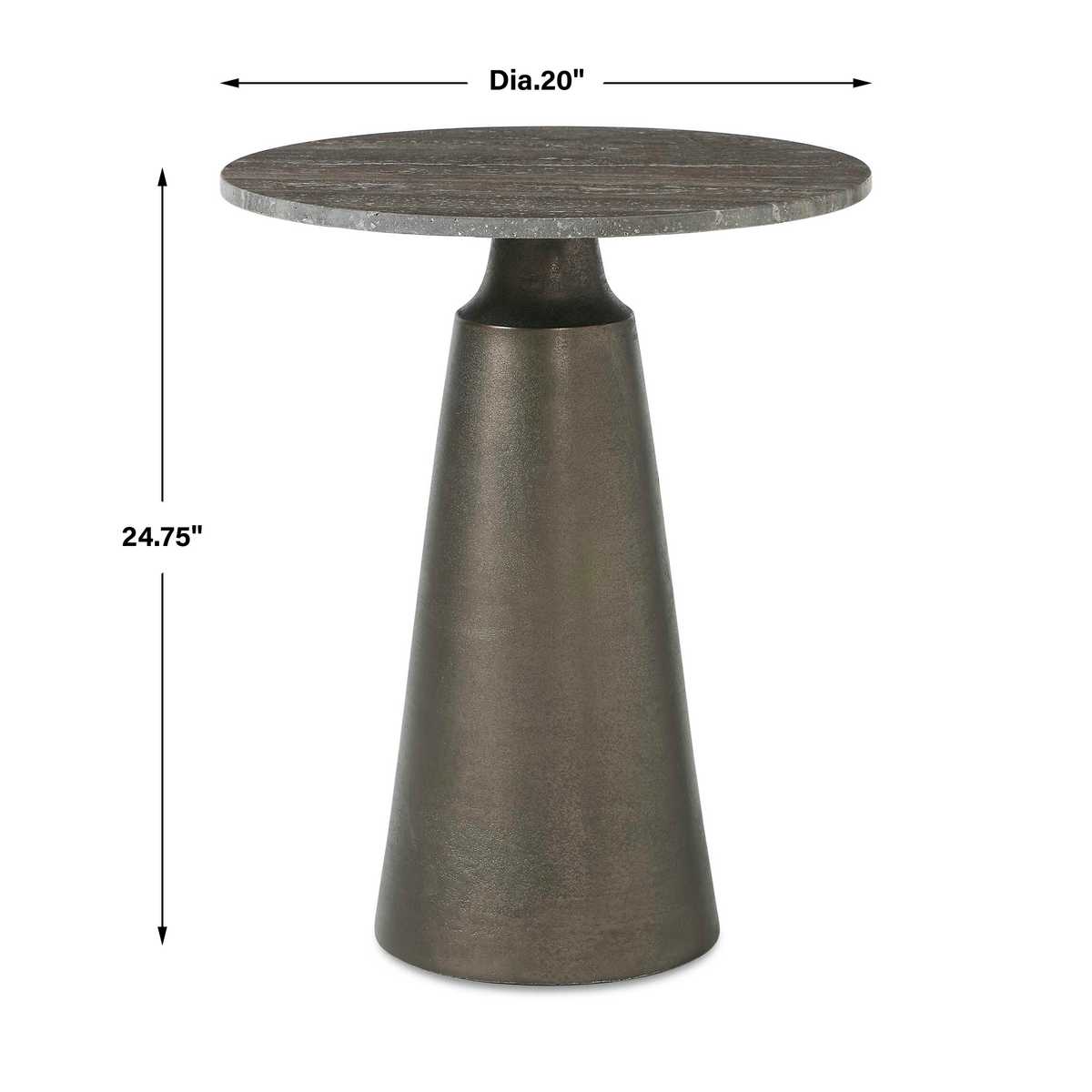 Dimension guide for the Midsummer bronze accent table