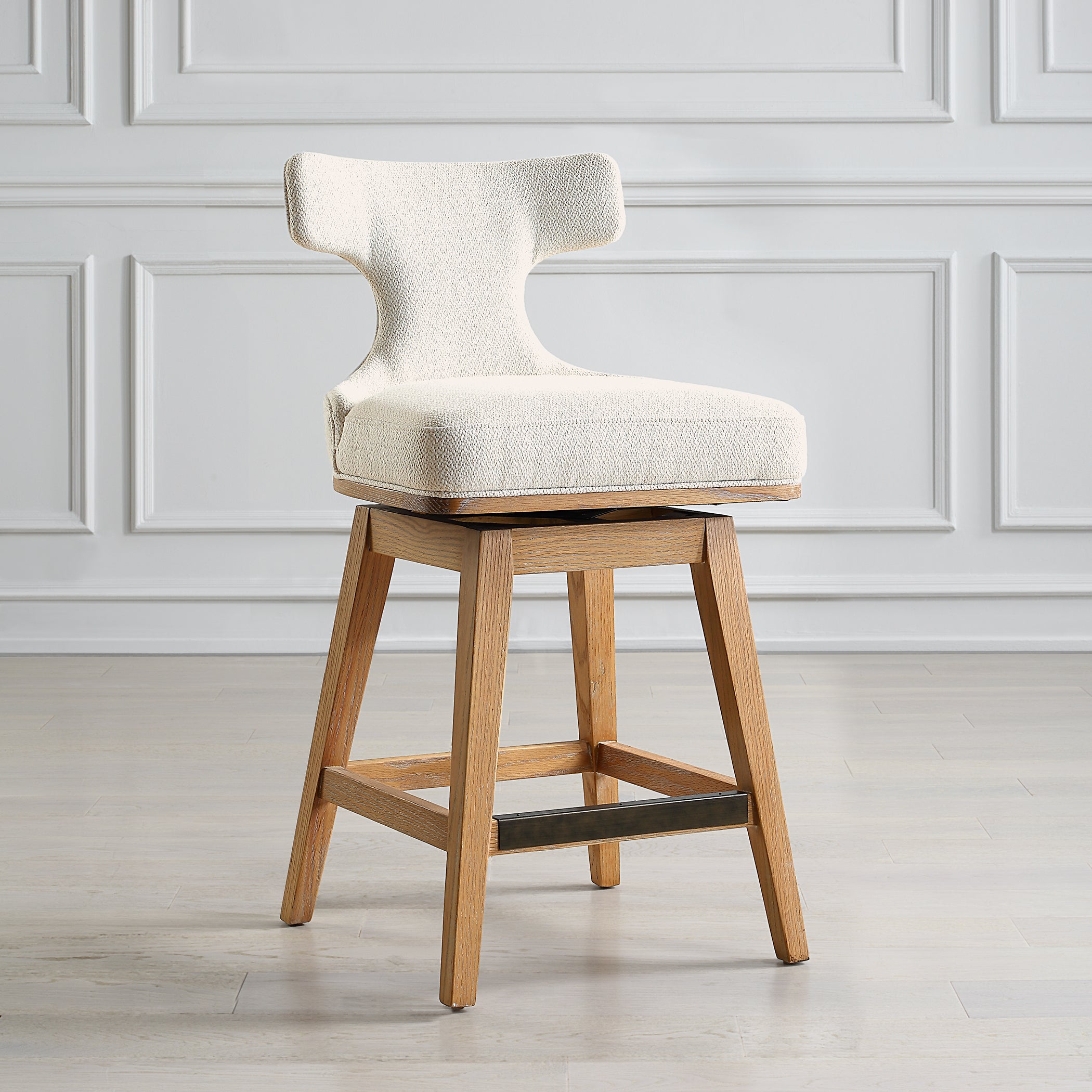 Klismos Off-White Fabric Counter Stool