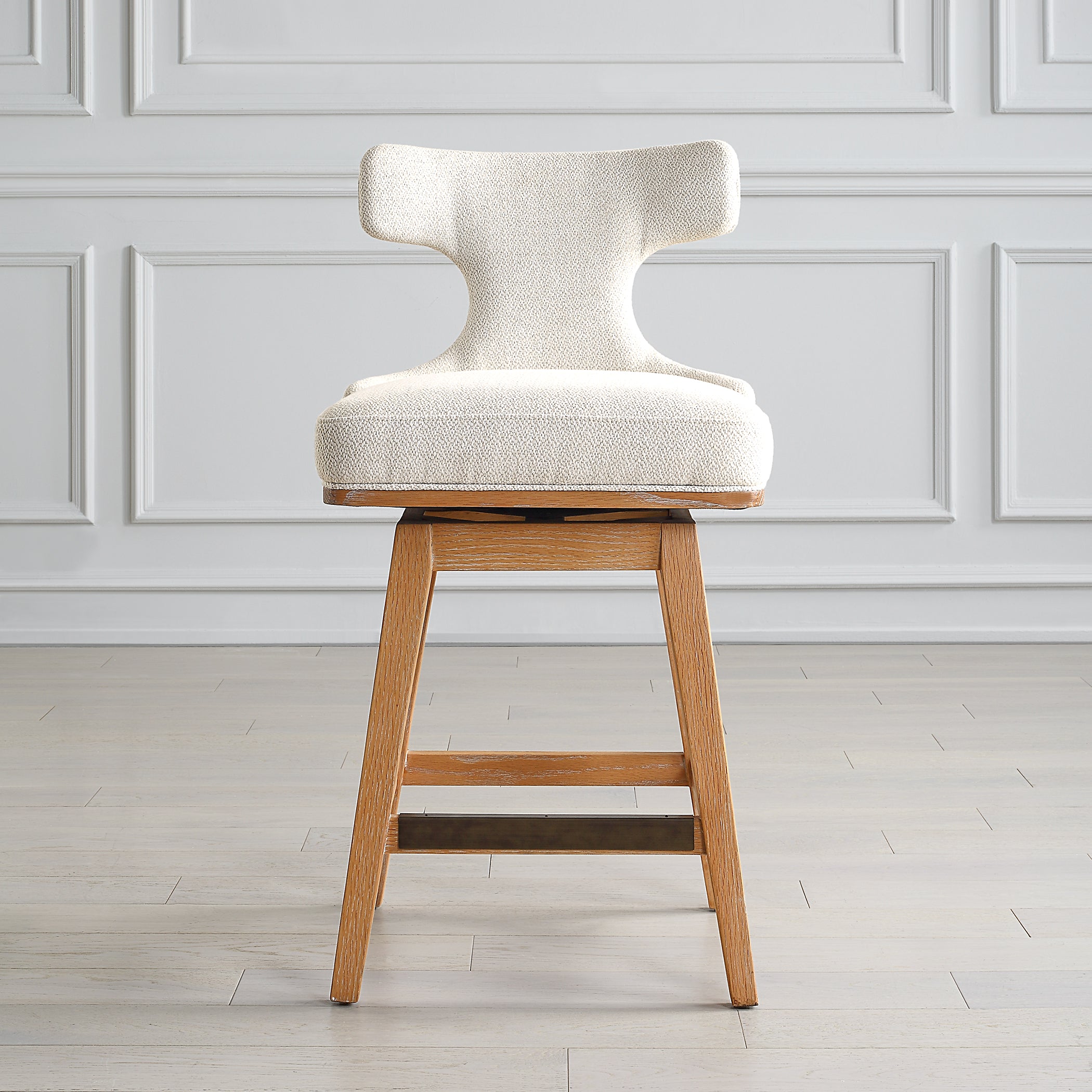 Klismos Off-White Fabric Counter Stool