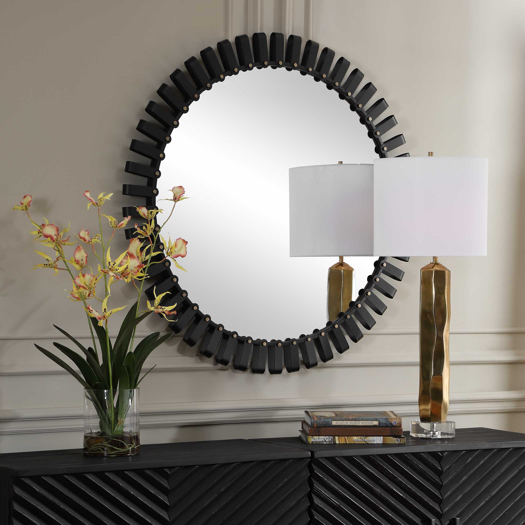 Jael Black Round Mirror by Uttermost alternate view 1
