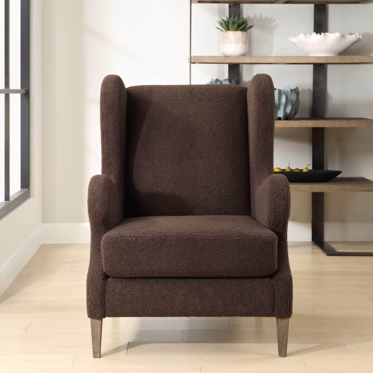 Serpentine Brown Fabric Accent Chair - Uttermost - Accent Chairs by Modest Hut