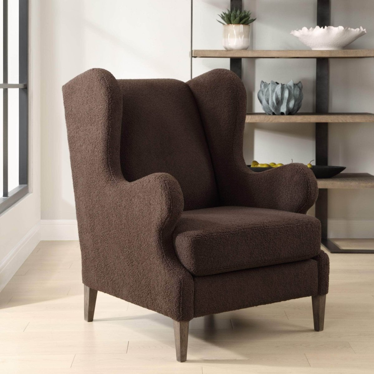 Serpentine Brown Fabric Accent Chair - Uttermost - Accent Chairs by Modest Hut