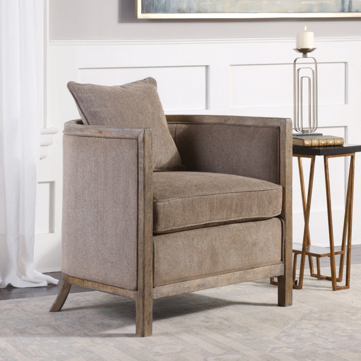 Viaggio Gray Chenille Accent Chair - Uttermost - Accent Chairs by Modest Hut