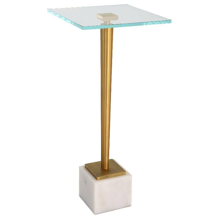 Marble Base Brass Plated Iron Accent Table