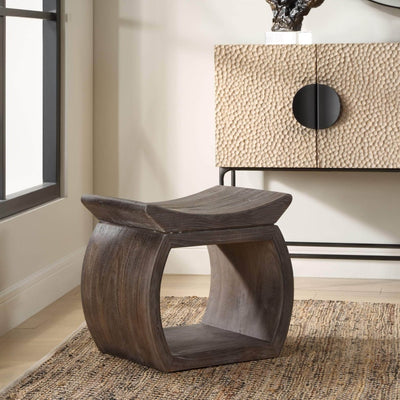 Connor Walnut Accent Stool - Uttermost - Accent Stools by Modest Hut