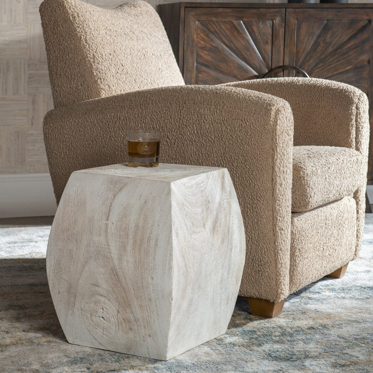 Grove Ivory Wooden Accent Stool - Uttermost - Accent Stools by Modest Hut