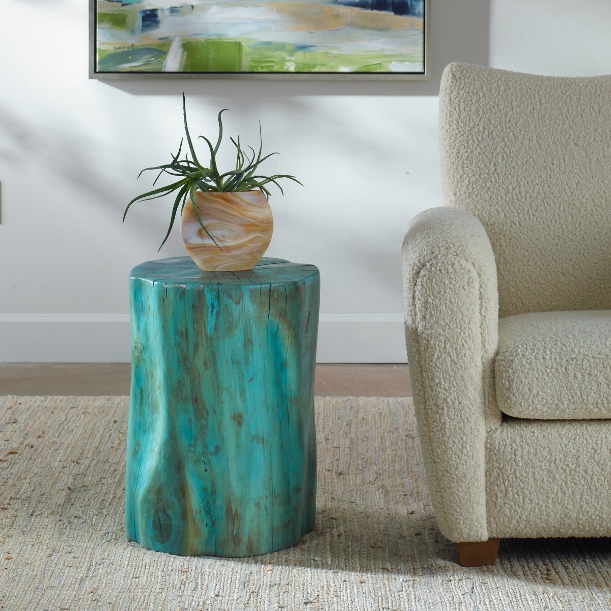 Habitat Blue Accent Stool - Uttermost - Accent Stools by Modest Hut