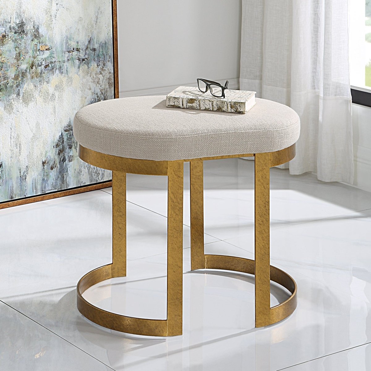 Infinity Gold Accent Stool - Uttermost - Accent Stools by Modest Hut