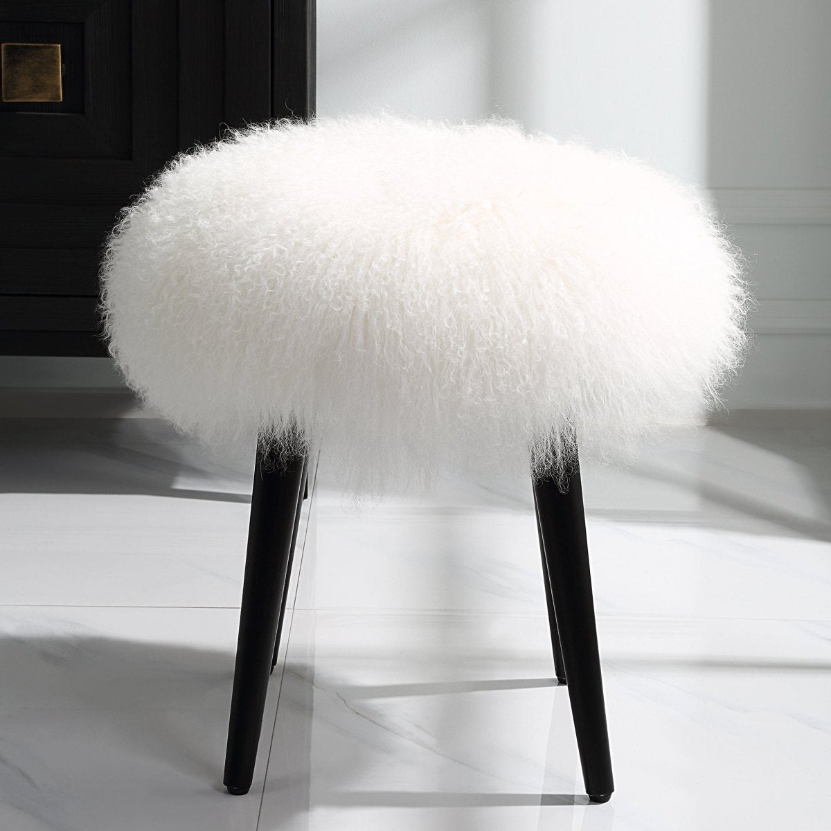 Wooly Sheepskin Accent Stool - Uttermost - Accent Stools by Modest Hut