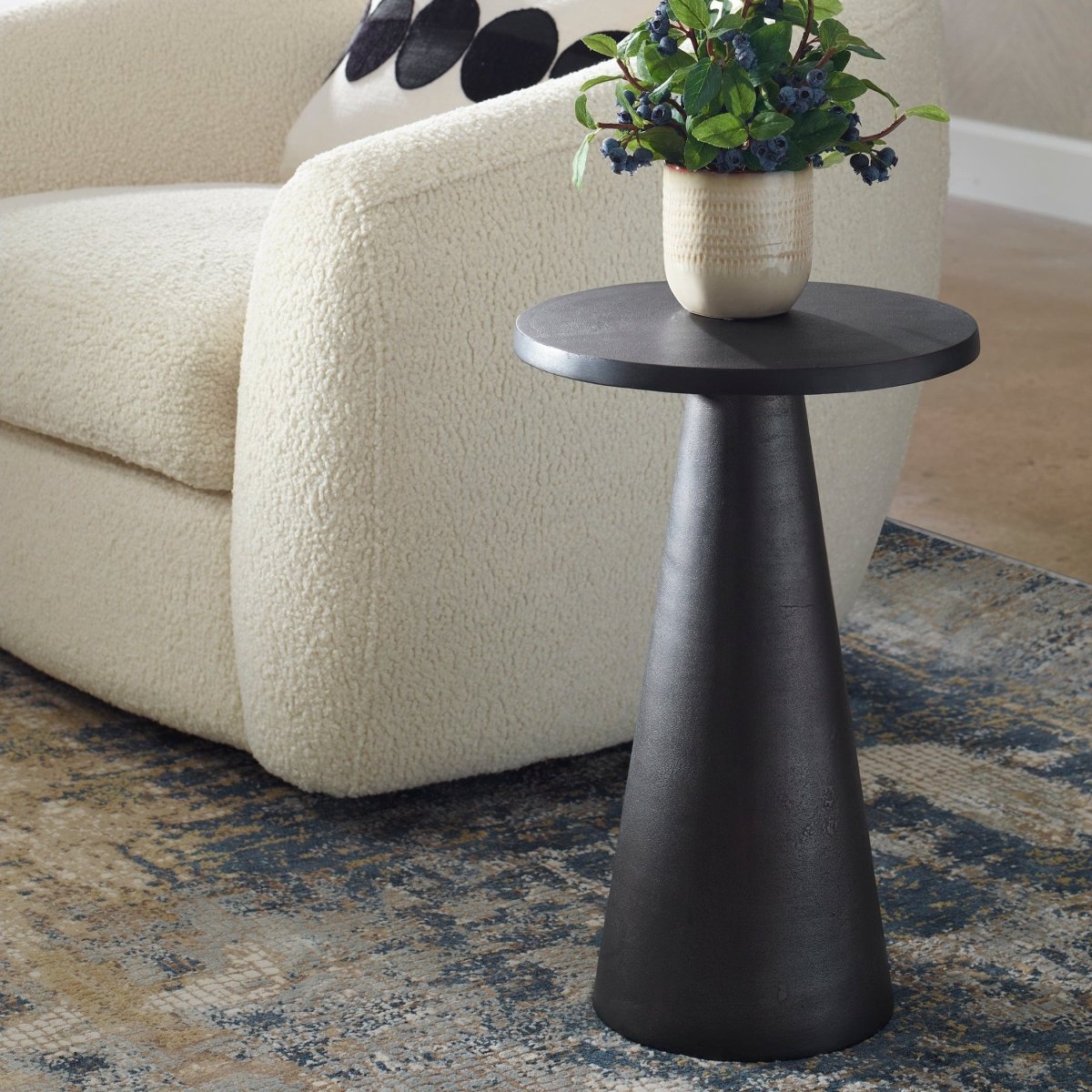 Aluminum Dark Bronze Pedestal Accent Table - Uttermost - Accent Tables by Modest Hut