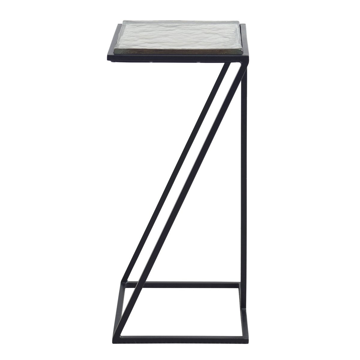 Angled Iron Table with Glass Top - Uttermost - Accent Tables by Modest Hut