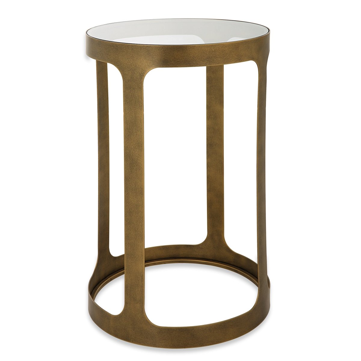 Antique Brushed Gold Accent Table with Tempered Glass Top - Uttermost - Accent Tables by Modest Hut