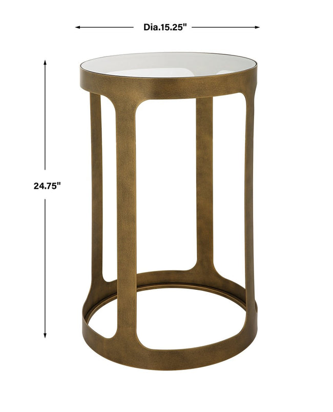 Antique Brushed Gold Accent Table with Tempered Glass Top - Uttermost - Accent Tables by Modest Hut