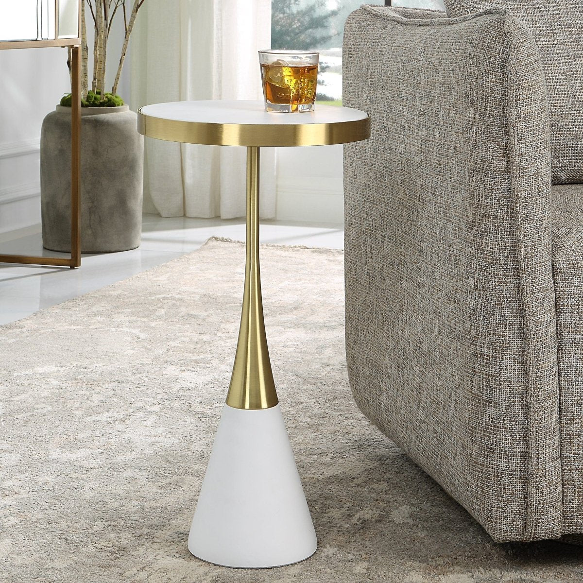 Apex White Concrete Accent Table - Uttermost - Accent Tables by Modest Hut