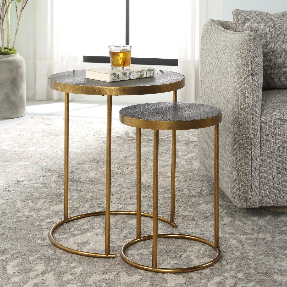 Aragon Brass Nesting Tables, S/2 - Uttermost - Accent Tables by Modest Hut