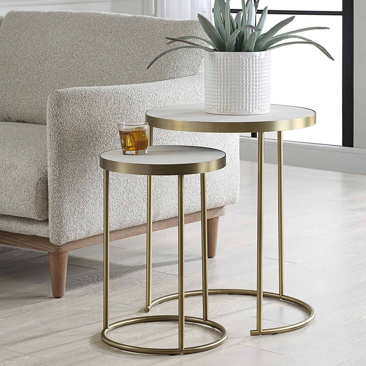 Aragon White Nesting Tables Set/2 - Uttermost - Accent Tables by Modest Hut