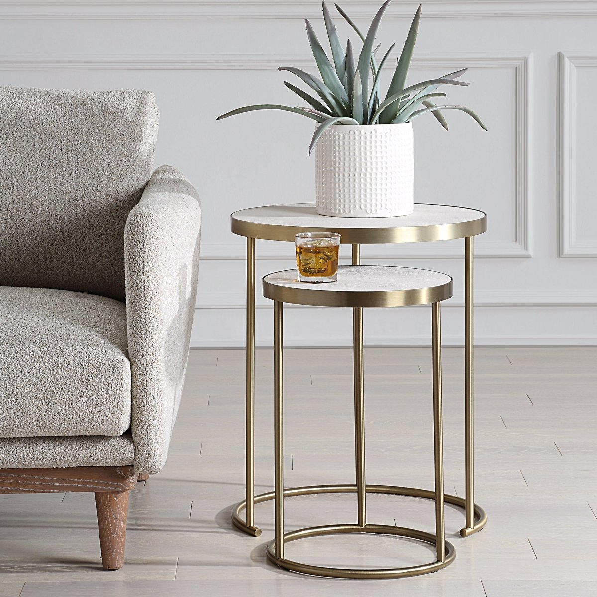 Aragon White Nesting Tables Set/2 - Uttermost - Accent Tables by Modest Hut