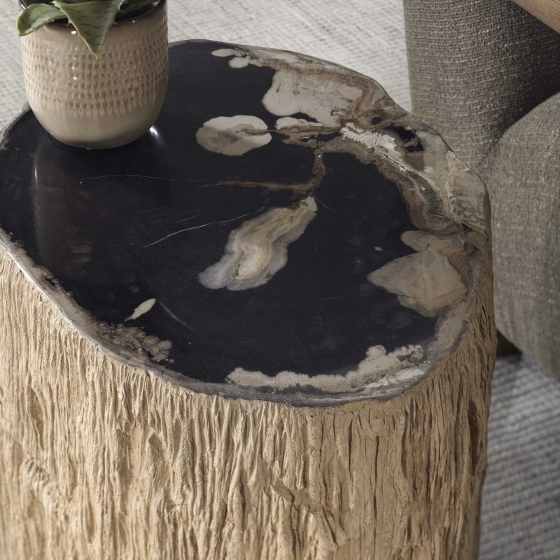Arco Petrified Wood Top Accent Table - Accent Tables
