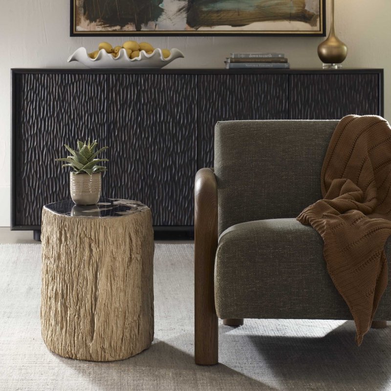Arco Petrified Wood Top Accent Table by Uttermost alternate view 1