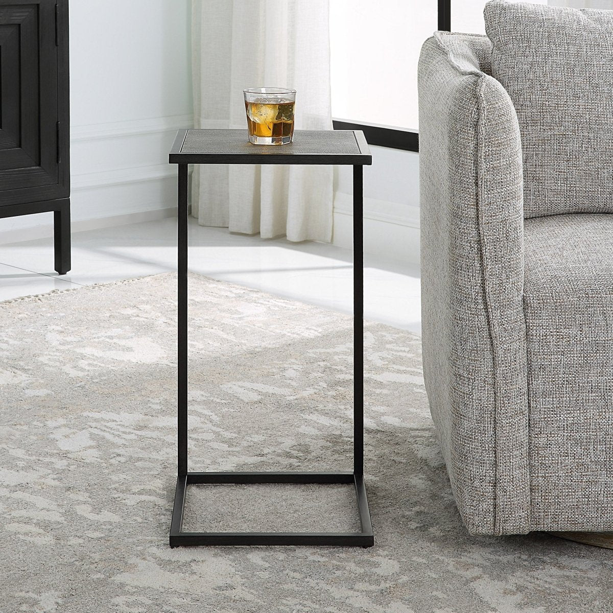 Black Pull - Up Table with Shagreen Top - Uttermost - Accent Tables by Modest Hut