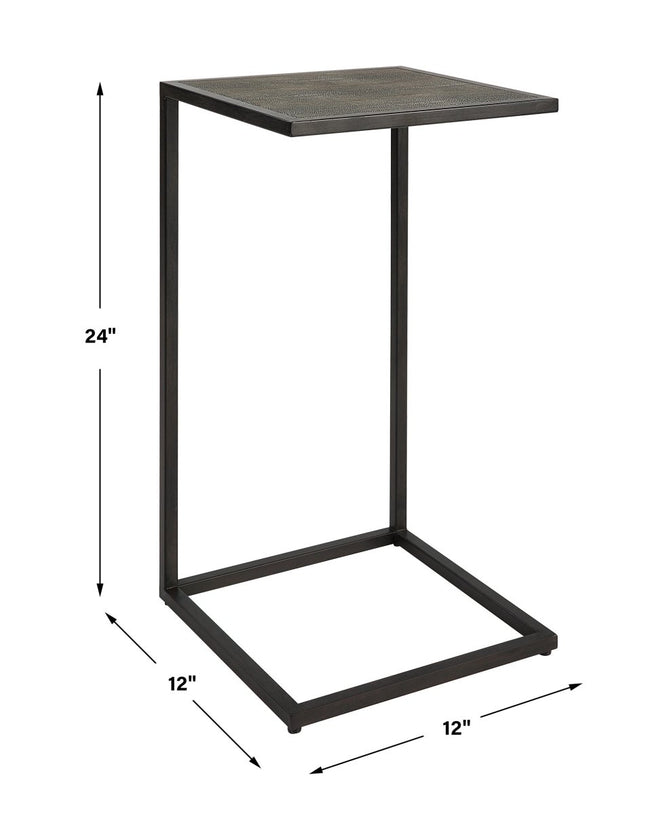 Black Pull - Up Table with Shagreen Top - Uttermost - Accent Tables by Modest Hut