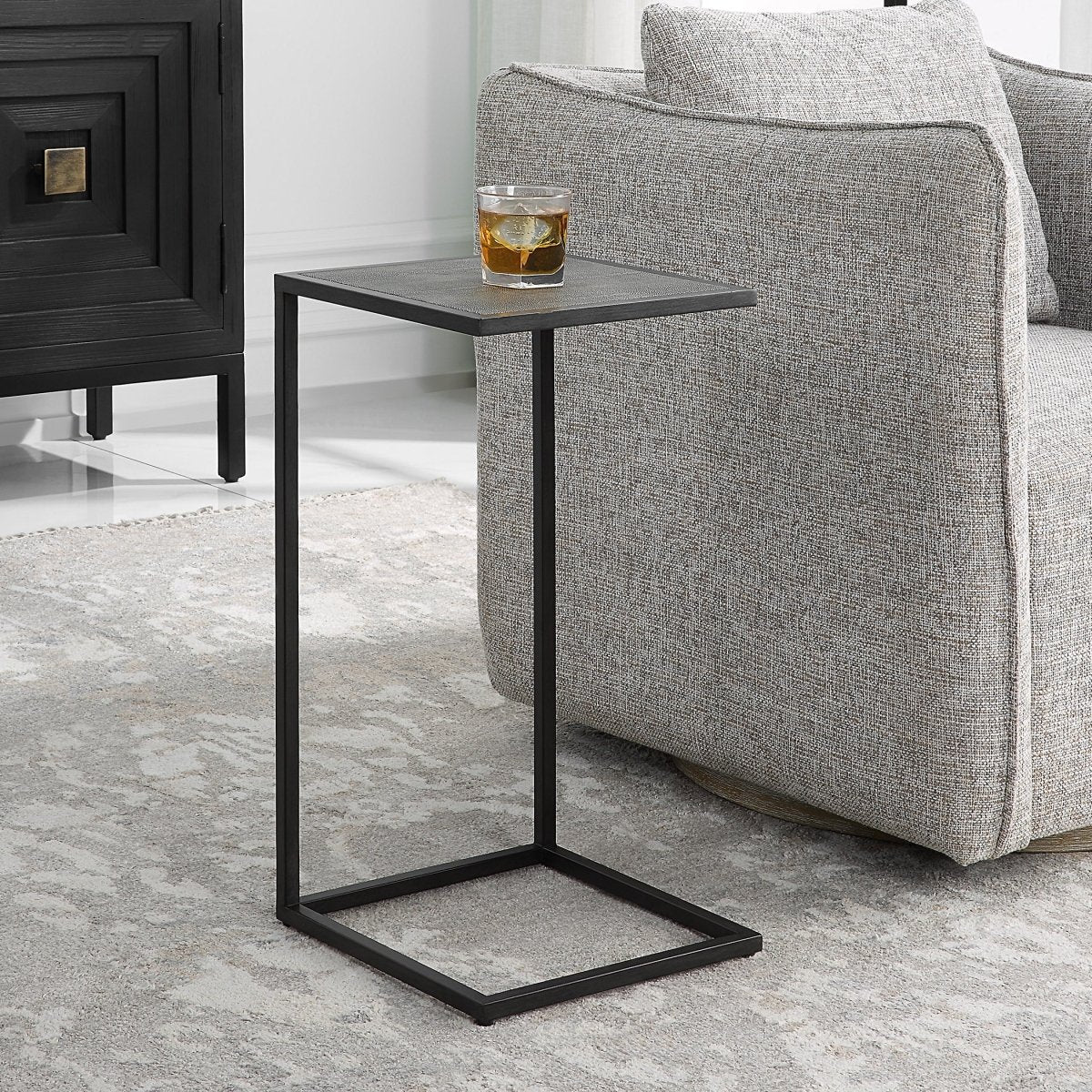 Black Pull - Up Table with Shagreen Top - Uttermost - Accent Tables by Modest Hut