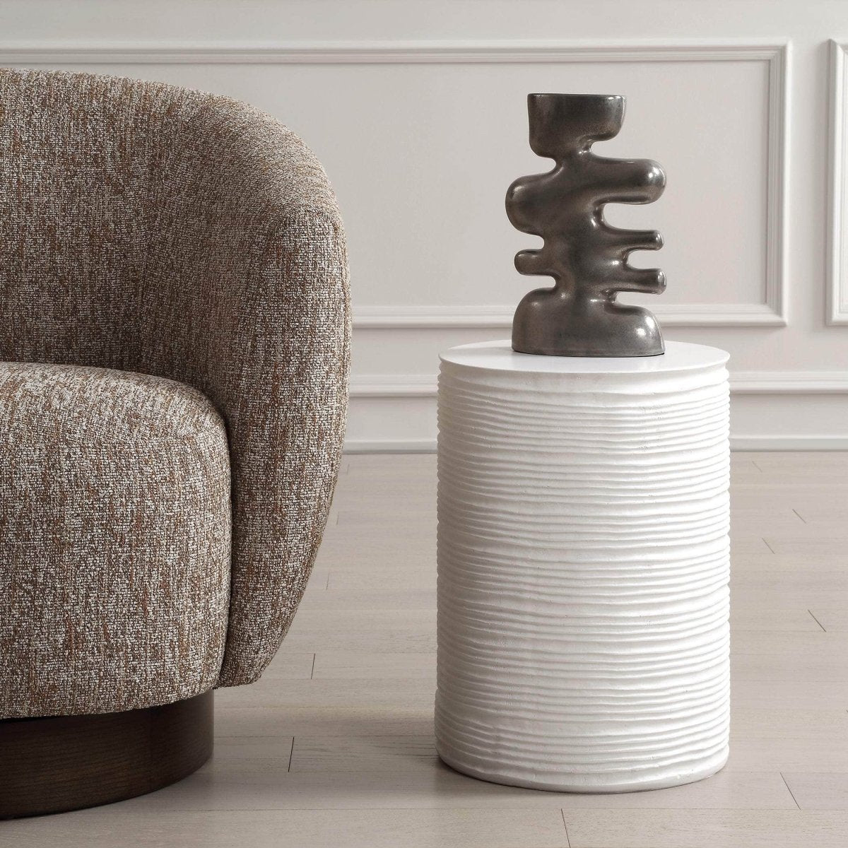Borderline White Drum Table - Uttermost - Accent Tables by Modest Hut