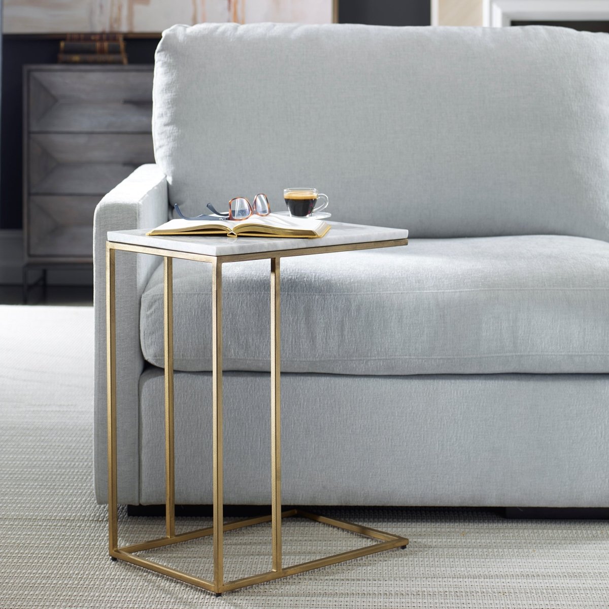 Brass Accent Table with Marble Top - Uttermost - Accent Tables by Modest Hut