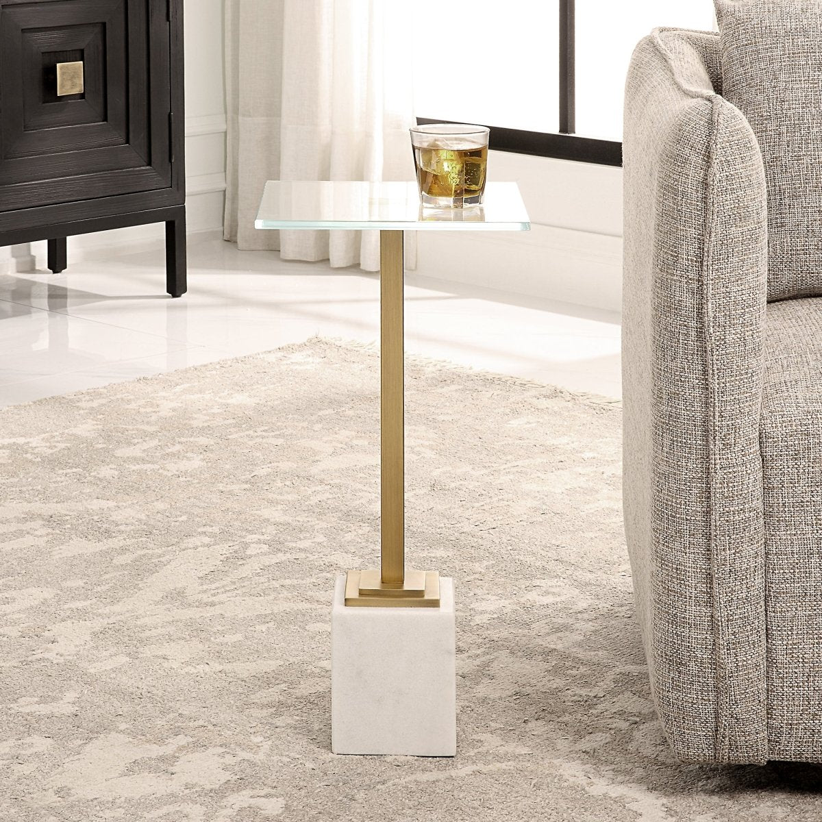 Brass Martini Table with White Marble - Uttermost - Accent Tables by Modest Hut