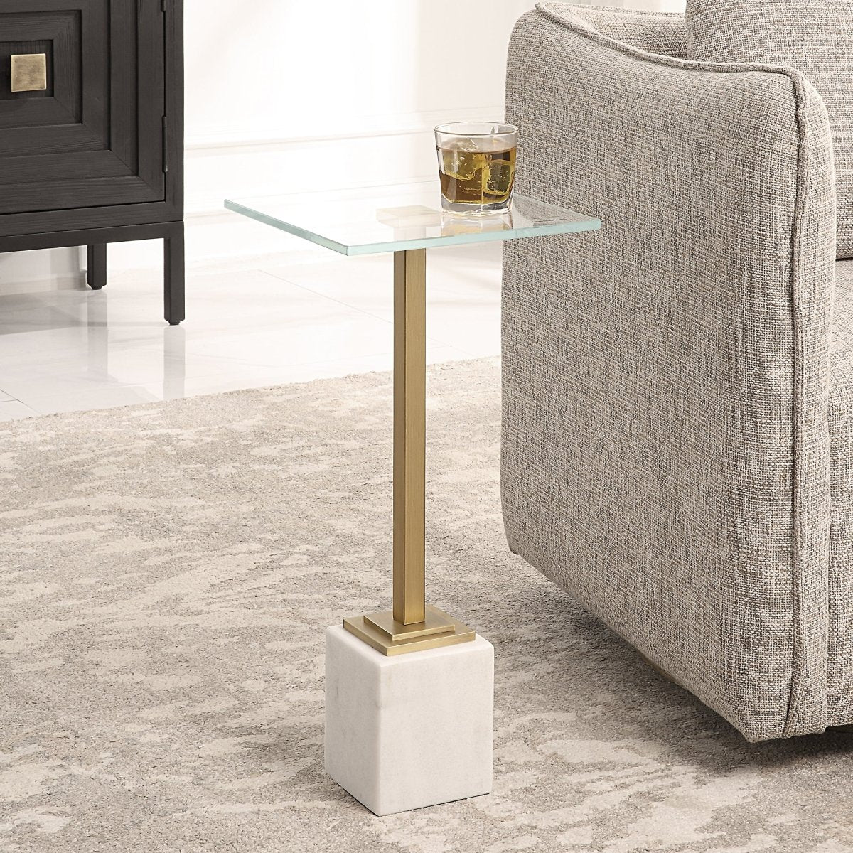 Brass Martini Table with White Marble - Uttermost - Accent Tables by Modest Hut