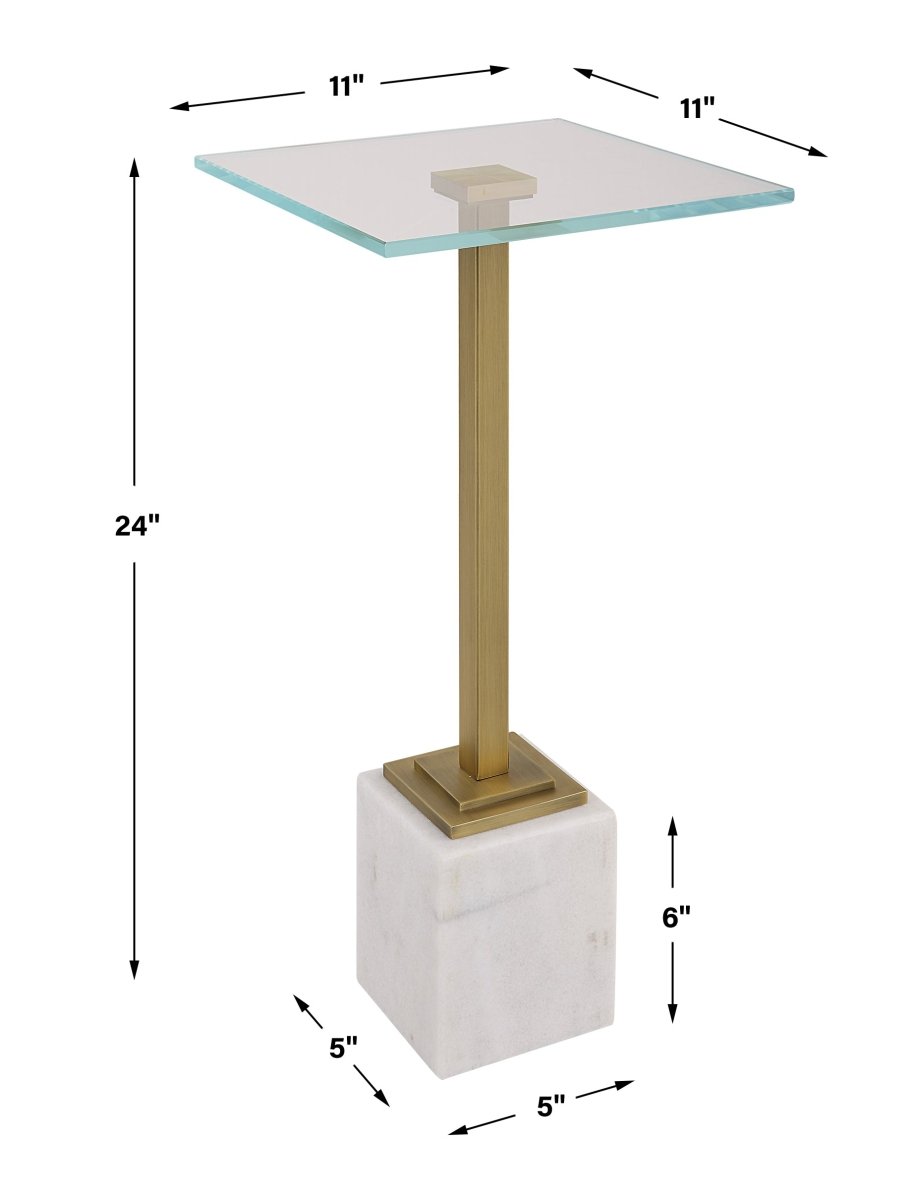 Brass Martini Table with White Marble - Uttermost - Accent Tables by Modest Hut