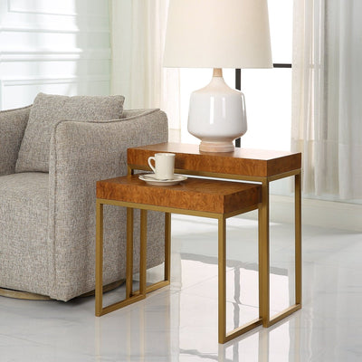 Burl - esque Wooden Nesting Tables, S/2 - Uttermost - Accent Tables by Modest Hut