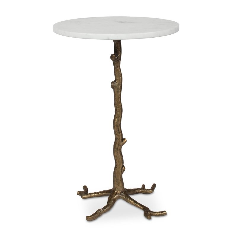 Alternate angle of the Calais Antique Brass Marble Accent Table by Uttermost